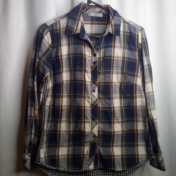 Riders by Lee Tops - Lee Riders Button Up Shirt M Women Long Sleeve Plaid Blue Green